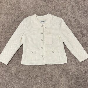 Ivory Tweed blazer with Silver Buttons